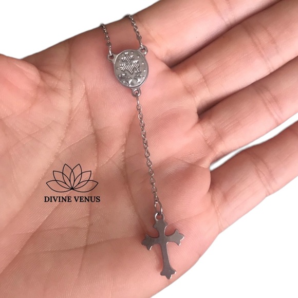 Rosary Style Necklace - Stainless Steel - Handmade - Picture 6 of 6